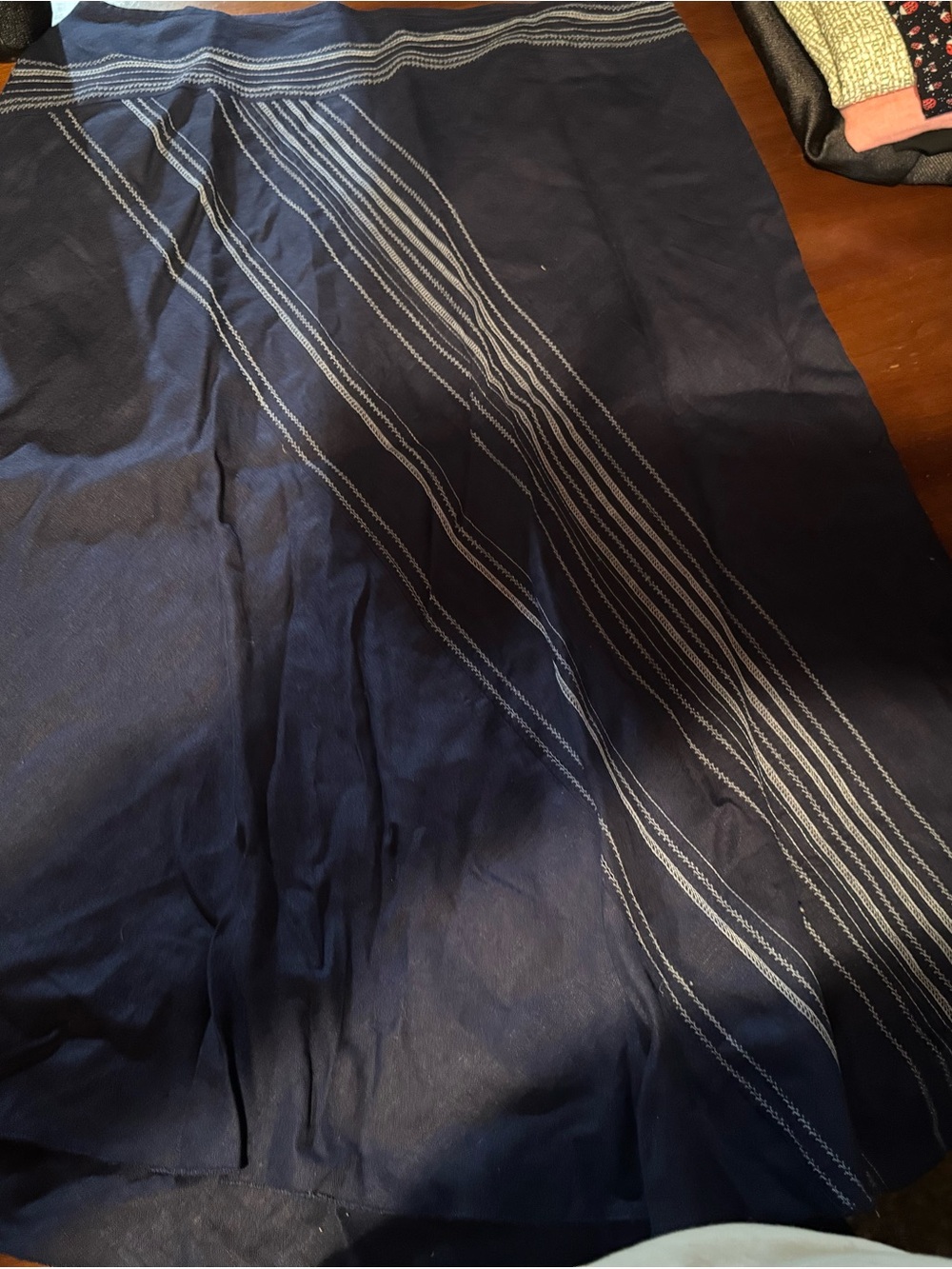 Eileen Fisher Navy Skirt with White Stitching